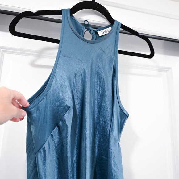 Nomia Size 4 Racerback Bias Dress Asymmetric Hem Halter in Lagoon Blue - Picture 5 of 11